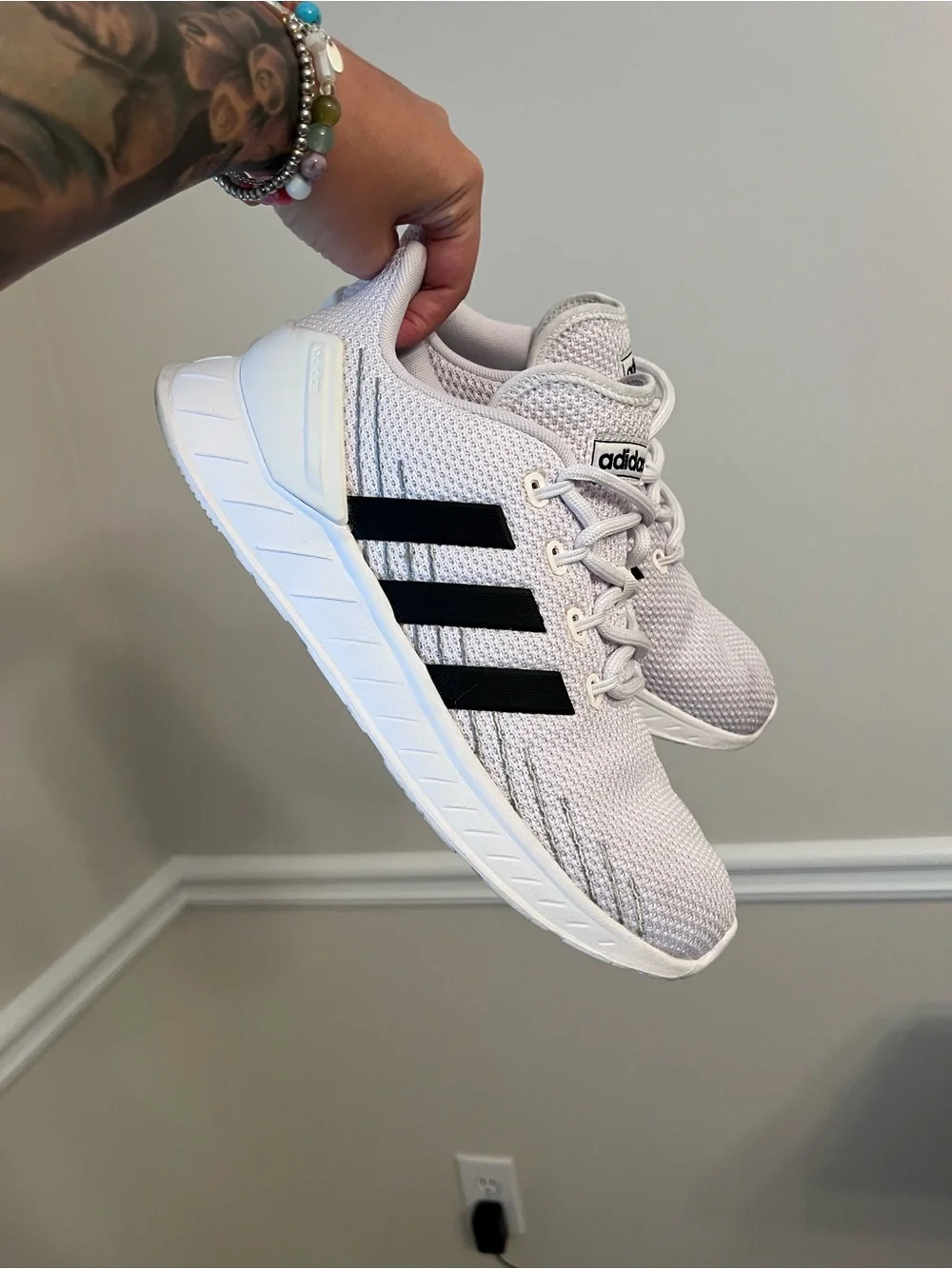 adidas men’s White Sneakers with Black Stripes